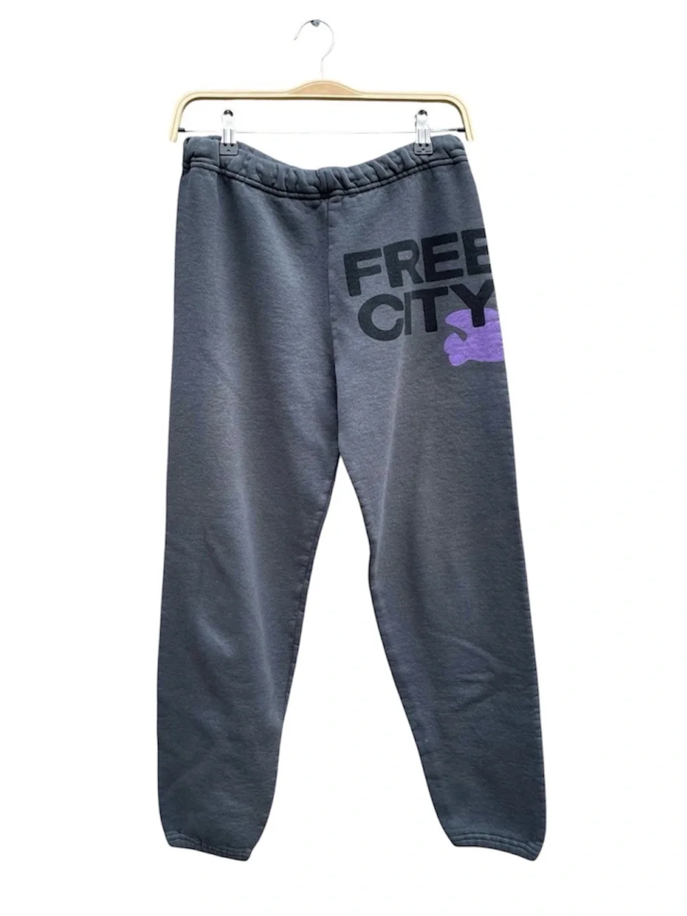 FreeCity Dark Gray Sweatpants Joggers Purple Dove Size Small - Picture 2 of 5